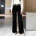 Black Wide Leg Straight Leg Jeans for Women Loose Fit Slimming Cotton Denim Casual Spring/Autumn Summer Independent Website_mkmklike.com