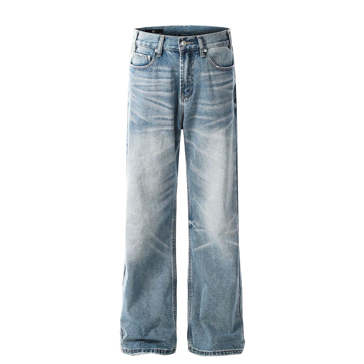 Men's Clothing Men's And Women's High End Washed Blue Design Men's Loose Flared Jeans_mkmklike.com