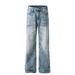 Men's Clothing Men's And Women's High End Washed Blue Design Men's Loose Flared Jeans_mkmklike.com