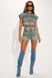 Women's Stretch Denim Two-Piece Set - Fashion Matching Outfit, Casual Leisure Suit_mkmklike.com