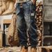 Men's American Style Casual Loose Straight Leg Jeans Elastic Waist Trendy Versatile Jogger Pants Retro Harem Trousers_mkmklike.com