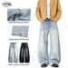 Men's Vintage Denim Trousers With Button Cuffs & Curved Hem Baggy Fit Retro Streetwear Jeans_mkmklike.com