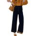 New Style Dark Blue Petite Women's Jeans Plus Size Slimming Loose Fit Cropped Wide Leg Pants Pear Shaped Figure_mkmklike.com