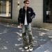 Camouflage Patchwork Ripped Jeans 2025 New Style Street Fashion Design, Loose Straight Leg Pants For Men_mkmklike.com