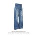 Distressed Ripped Denim Jeans For Men And Women, Vintage Washed Baggy Cargo Pants, Oversized Straight Leg Joggers_mkmklike.com