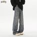 Men's Jacquard Jeans High Street Vibe Washed Straight Casual Pants Loose Handsome Flared Autumn Trend Brand_mkmklike.com