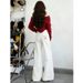 Women's High-Rise White Embroidered Flared Jeans – Vintage 70s Bell Bottom With Boho Stitching & Non-Skinny Fit For Spring_mkmklike.com