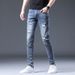 Pure Spring And Autumn Ripped Men With Patche, Cotton Caual Trendy Men' Jean, Youth Stretch Slim Fit For Men, Skinny_mkmklike.com