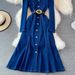 Women’s Clothing Square Neck Denim Dress Spring New Style Celebrity Temperament Goddess Style Waist Slimming Long Swing_mkmklike.com