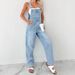 Stylish Denim Overalls For Women - High Waist Loose Fit Vintage Washed Jumpsuit With Adjustable Straps, Streetwear Fashion (Blue, S/M/L/XL)_mkmklike.com