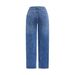 High-Waisted Straight Leg Jeans For Women - Stretch Comfort Denim Pants With Enzyme Wash & Classic Blue_mkmklike.com