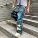 Men's Clothing Design Printed Jeans Men'sTrendy Brand New Wide Leg Straight Leg Mopping Pants_mkmklike.com