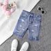 Children's Ripped High Street Casual Loose Shorts Summer Fashion Trendy Korean Style European American Style Denim Shorts_mkmklike.com