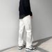 Nordmann White Jeans Men New American High Street Trend Long Spring Autumn Trendy Loose Straight Casual Pants_mkmklike.com