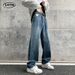 LKTM Men's Wear # American Street Trendy Washed Loose Ins Versatile Casual Straight Wide Leg Jeans For Men_mkmklike.com