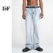 EF JEANS | 2023 New Product, Straight Versatile Solid Color Jeans For Men And Women Of The Same Style, Non-elastic, Slightly Pulled, Light Blue_mkmklike.com