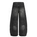 Post-Industrial Style Washed White Denim Wide-Leg Men's Punk Oversized Distressed Scimitar Pants Street Fashion_mkmklike.com
