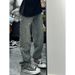 Men's Straight Leg Jeans Blue Jacquard All over Print Trendy Summer Design Niche Style American High Street Vibe Pants_mkmklike.com