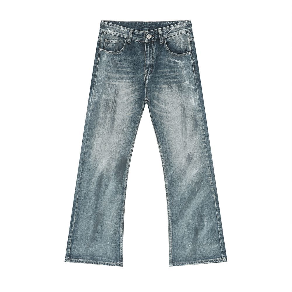 Men's Clothing Retro Distressed Colored Flared Casual Jeans_mkmklike.com