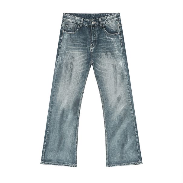 Men's Clothing Retro Distressed Colored Flared Casual Jeans_mkmklike.com