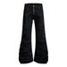 Punk Ripped Patchwork Denim Flared Pants Men's Hippie Trendy Vibes Heavy Pleated Stacked Floor-Length Trousers_mkmklike.com