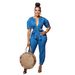 Women's Clothing Fashion Women's Loose Denim Short Sleeved Jumpsuit_mkmklike.com