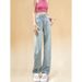 New Design Light-colored Straight Wide-leg Jeans For Women From Guangzhou, High-waisted Floor-length Pants, New_mkmklike.com