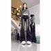 ELLE Black Flared Jeans For Women Spring New Design High Waist Stretch Slim Fit Versatile Bell Bottom Pants Trendy_mkmklike.com