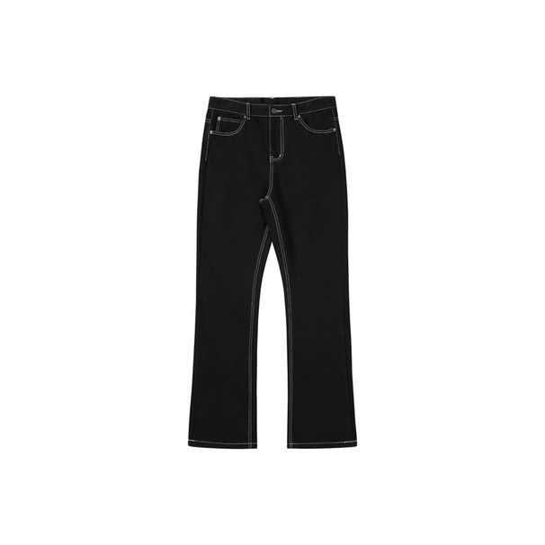 Men's Clothing Style Washed Vibe Flared Black Jeans Style High Street White Line Jeans Kenij_mkmklike.com