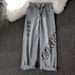 Men's And Women's Clothing Trendy Wide Leg Jeans Autumn Style American Street Vibe High End Printed Loose European Pants_mkmklike.com