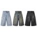 Men's Clothing Fashion Brand Personality Retro Street Men And Women All Match High Street Nostalgic Washed Drape Wave Casual Short Length Jeans_mkmklike.com