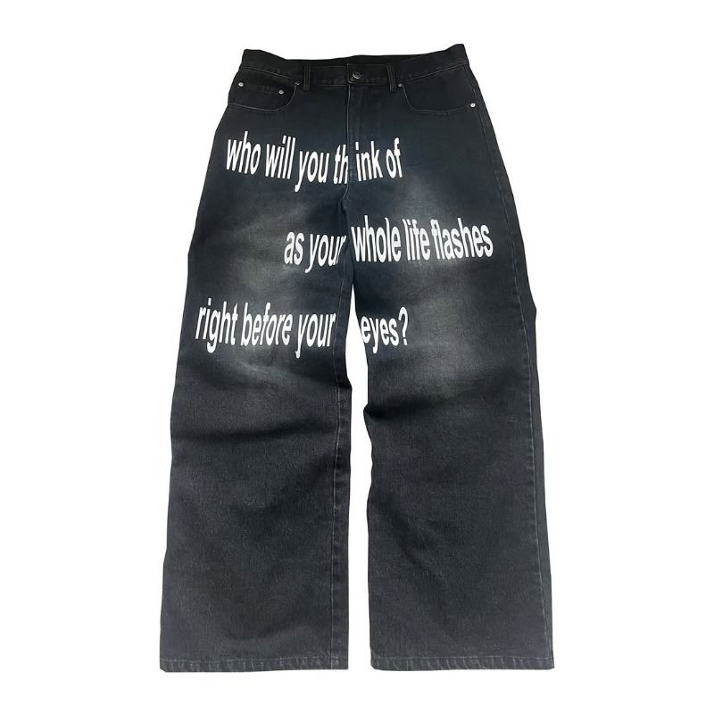 Men's Clothing European And American New 2025 Millennial Men's Jeans Harajuku Pattern Letter Jeans Hip Hop Street Wear Men And Women_mkmklike.com
