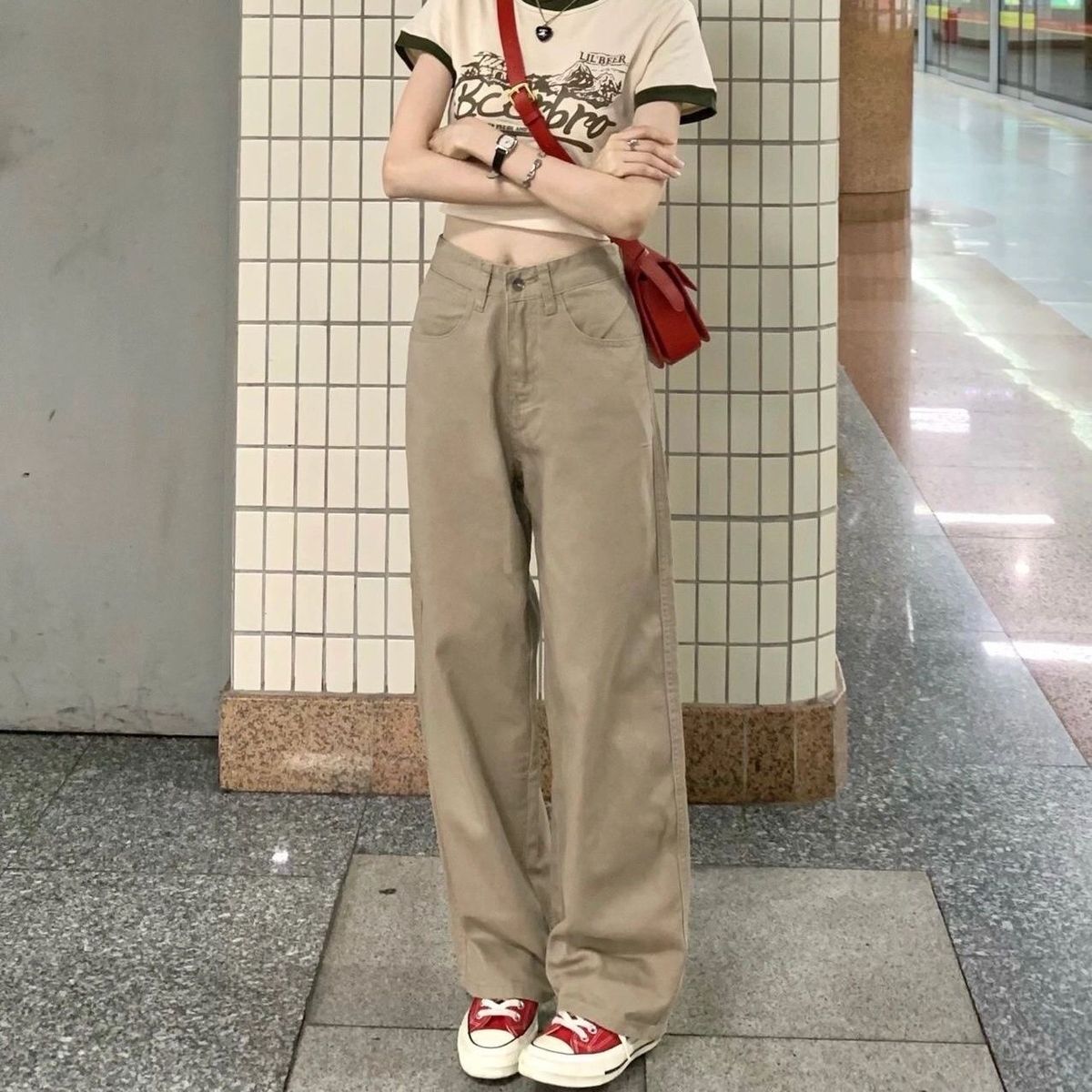 Petite High-Waisted Slimming Jeans for Women Straight Leg Loose Wide Leg Pants Autumn Arrival_mkmklike.com