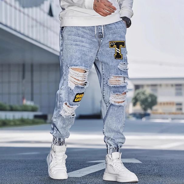 Cross-Border Blue Jeans With Holes Slim Fit Heavy Craftsmanship Artistic European And American Style Trendy Versatile_mkmklike.com