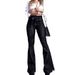 Women's High Waisted Wide Leg Jeans Drawstring Flared Denim Casual Fashion Office Lady Style Spring/Autumn Regular Cotton_mkmklike.com