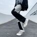 Design Sense Jeans Men's American High Street Vibe Fake Two-piece Splicing Jeans Trendy Brand Men's Tooling Long Pants_mkmklike.com