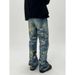 Women's Clothing Digital Printing Erosion Damage Washed Retro Distressed Jeans_mkmklike.com