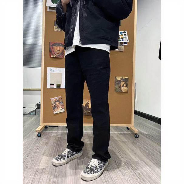 Nordmann Fit Black Jeans For Men American High Street Vibe Straight Trendy Brand Tall And Slim Casual Long Pants_mkmklike.com