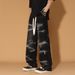 Men's Tie-Dye Jeans - Vintage Washed Straight Leg, Distressed Detailing, Trendy Gradient Color For Casual Streetwear_mkmklike.com