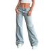 Low-Rise Flared Jeans For Women - Stretchy Wide Leg Denim Pants With High Elasticity (Light Blue)_mkmklike.com