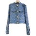 Quilted Pearl Denim Jacket – Short Cropped Blazer With Rhinestone Embellishments | Chic Coat (One Size)_mkmklike.com