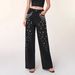 Women's Distressed Straight Leg Jeans Rhinestone Embellished Denim Pants Comfort Fit Stretch_mkmklike.com