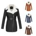 autumn and winter new long sleeved plus velvet leather jacket women's lapel double head zipper belt belt warm jacket_mkmklike.com