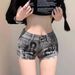 Women's Sexy Ripped Denim Shorts Summer Style Thin Low Waisted American Retro Fashion Print Bodycon Hot Pants_mkmklike.com
