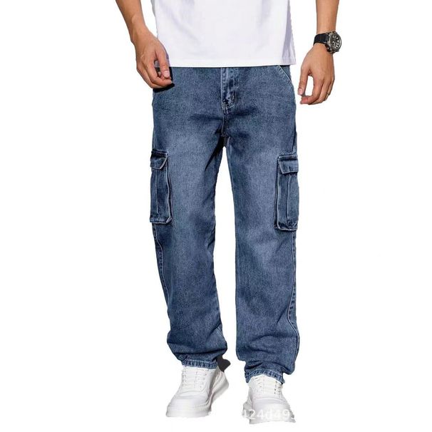 Cross-border American High Street Style Cool Retro Multi-pocket Workwear Jeans, Spring And Autumn Loose Straight Casual_mkmklike.com