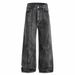 Heavy-duty Distressed Deconstructed Split Denim Punk Street Fashion Men's Design Sense Niche Washed Loose Wide-leg Pants_mkmklike.com