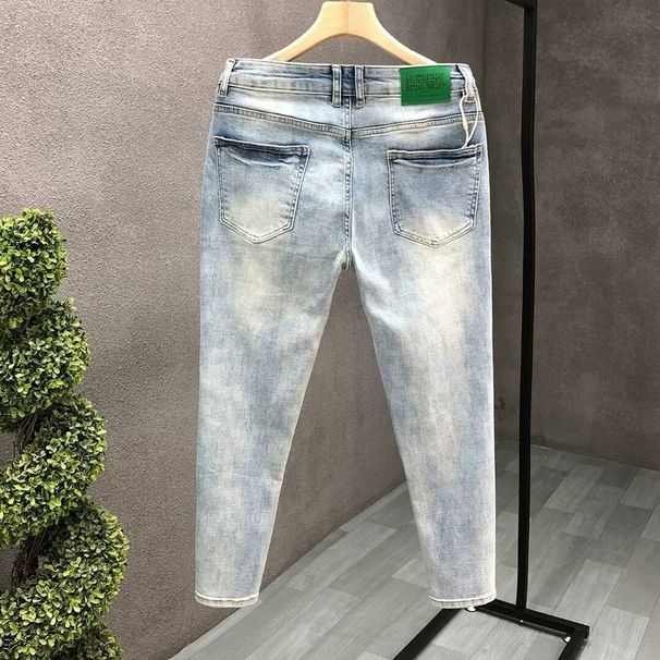 Men’s Slim-Fit Light Wash Denim Jeans – Trendy 9/10 Length For Summer, Premium Stretch & Stylish Look_mkmklike.com