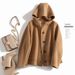 Women's Clothing quality double sided wool coat with hood and short button for women_mkmklike.com