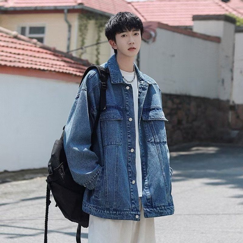 Loom European And Hip Hop Denim American Retro Design Steel Print Ins High Street Workwear Jacket For Men Autumn_mkmklike.com