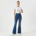 Cross-waist Knitted Flared Jeans Women, High-waisted, Slimming, Stretchy, Fitted, With A Nice Drape, Fashionable Long_mkmklike.com